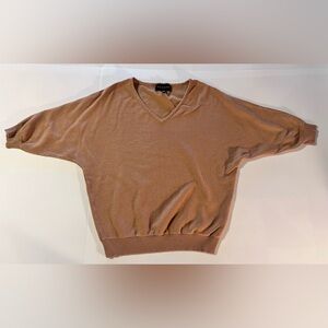 Premise V-Neck Short Sleeve Brown Sweater Size Extra Small